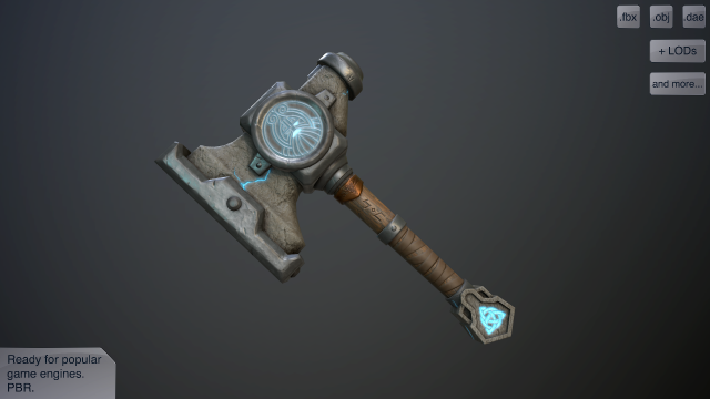 dwarven blacksmiths hammer with pedestal Modello 3D .c4d .max .obj .3ds .fbx .stl .blend 