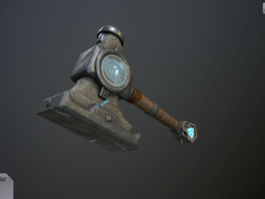 dwarven blacksmiths hammer with pedestal Modello 3D