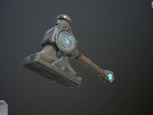 dwarven blacksmiths hammer with pedestal Modello 3D