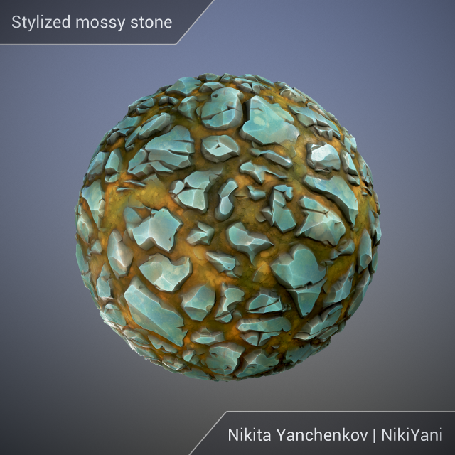 stylized mossy stone Tekstur CG .c4d .max .obj .3ds .fbx .stl .blend 