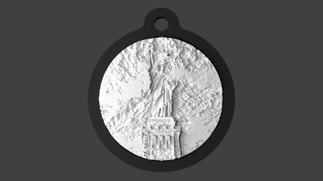 lithophan medal statue of liberty 3D Print Model .c4d .max .obj .3ds .fbx .stl .blend 