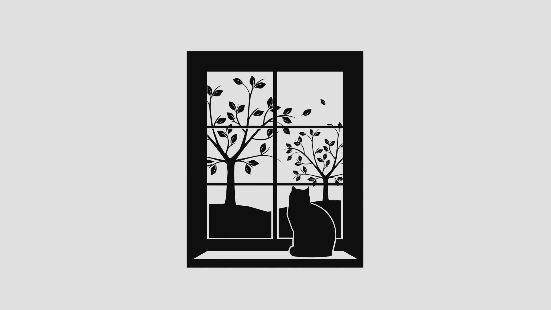 Window with cat 3D Print Model .c4d .max .obj .3ds .fbx .stl .blend