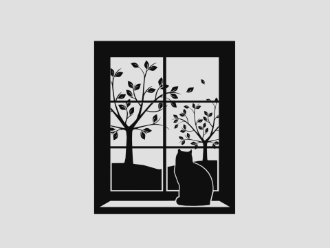 Window with cat Modelo de impresión 3D