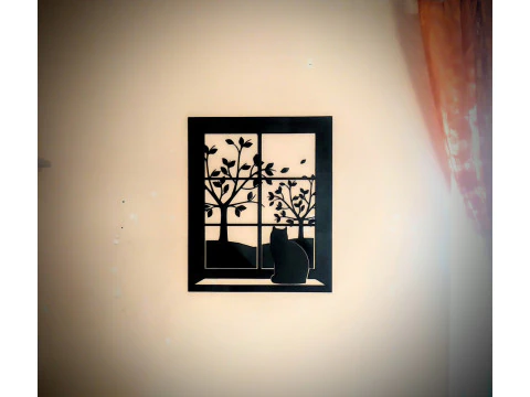 Window with cat 3D Print Model