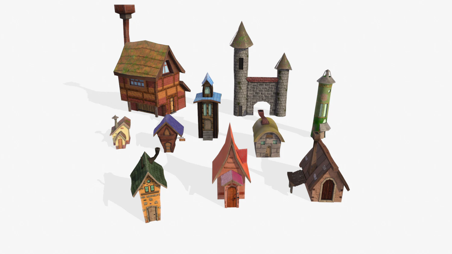 toon buildings pack 3D Model .c4d .max .obj .3ds .fbx .stl .blend 