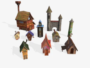 paquete de edificios de dibujos animados Modelo 3D