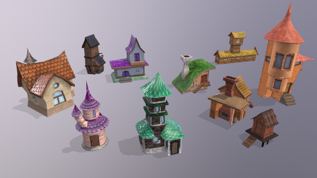 toon buildings pack v2 3D Model .c4d .max .obj .3ds .fbx .stl .blend 