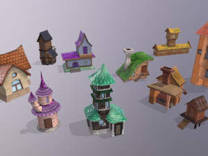 toon buildings pack v2 3D 모델