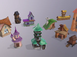 툰 건물 팩 v2 3D 모델