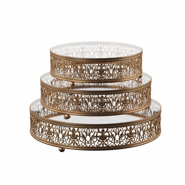 wyoming mirror top cake stand 3 piece riser set 3D Model .c4d .max .obj .3ds .fbx .stl .blend 