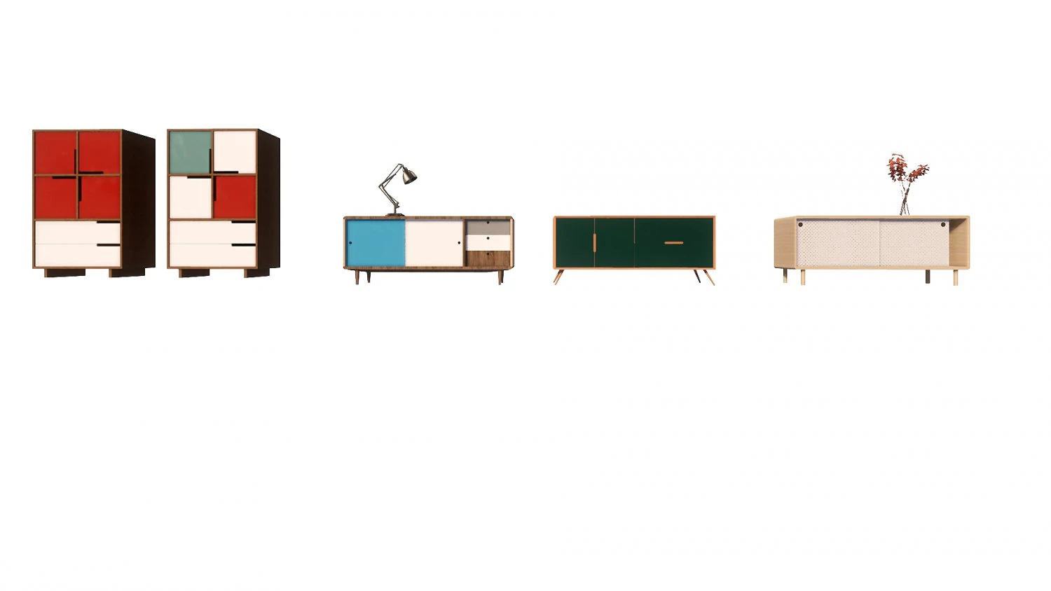 minimalist cabinets set 3D Model .c4d .max .obj .3ds .fbx .stl .blend 