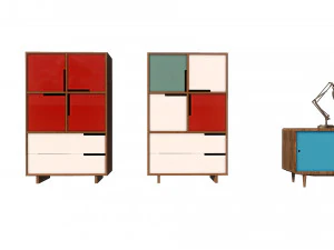 minimalist cabinets set 3D Model