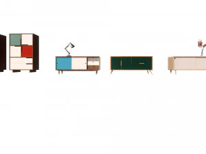 minimalist cabinets set 3D Model