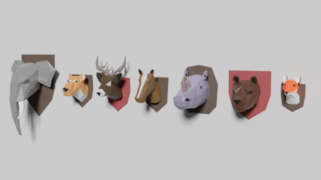 low poly animal heads 3D Модель .c4d .max .obj .3ds .fbx .stl .blend 