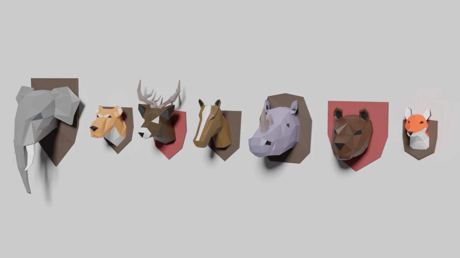 low poly animal heads 3D Model .c4d .max .obj .3ds .fbx .stl .blend 