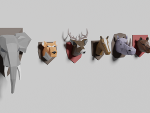 low poly animal heads 3D Модель