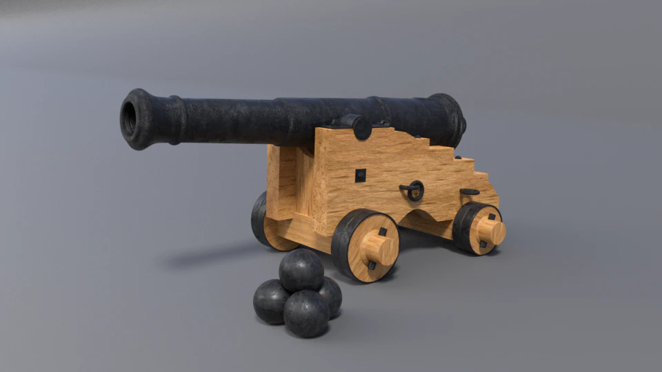 18th century cannon 3D Model .c4d .max .obj .3ds .fbx .stl .blend 
