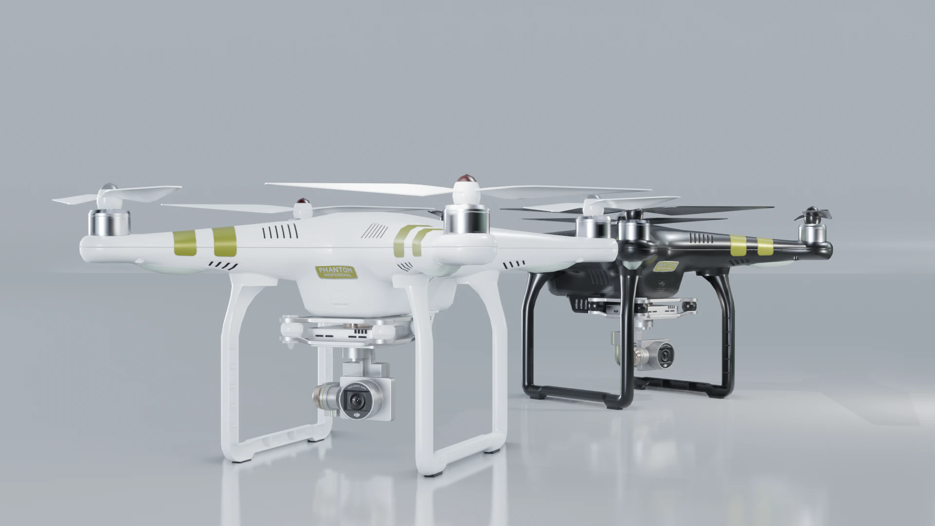 Low poly DJI Phantom 3 Pro black and white edition 3D Model .c4d .max .obj .3ds .fbx .stl .blend 