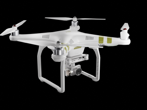 Low poly DJI Phantom 3 Pro black and white edition 3Dモデル