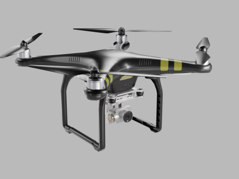Low poly DJI Phantom 3 Pro black and white edition 3Dモデル