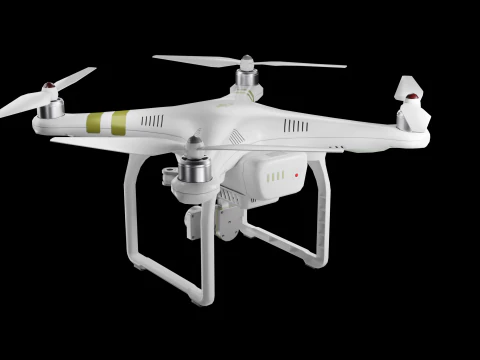 Low poly DJI Phantom 3 Pro black and white edition 3D Model
