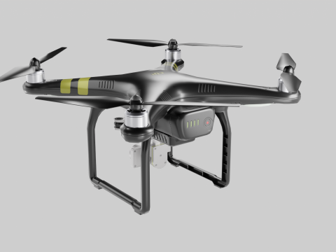 Low poly DJI Phantom 3 Pro black and white edition 3Dモデル