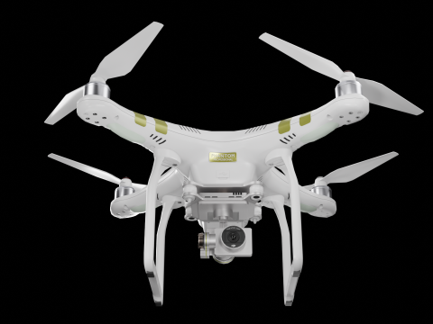 Low poly DJI Phantom 3 Pro black and white edition 3Dモデル