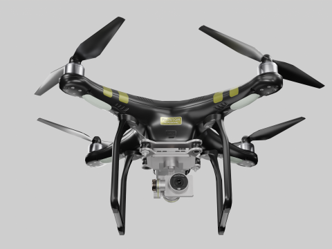 Low poly DJI Phantom 3 Pro black and white edition 3Dモデル