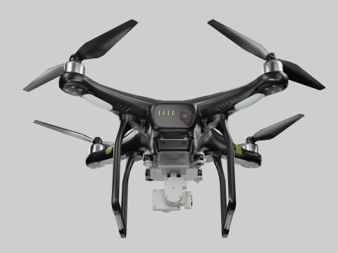 Low poly DJI Phantom 3 Pro black and white edition 3Dモデル