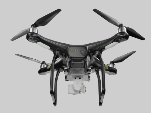 Low poly DJI Phantom 3 Pro black and white edition 3D Model