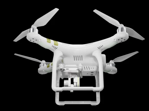 Low poly DJI Phantom 3 Pro black and white edition 3D Model