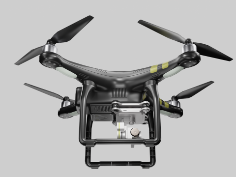 Low poly DJI Phantom 3 Pro black and white edition 3Dモデル
