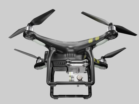 Low poly DJI Phantom 3 Pro black and white edition 3D Model