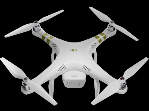 Low poly DJI Phantom 3 Pro black and white edition 3Dモデル
