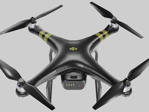 Low poly DJI Phantom 3 Pro black and white edition 3Dモデル