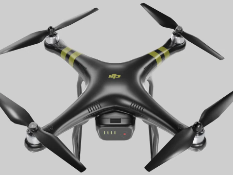 Low poly DJI Phantom 3 Pro black and white edition 3D Model