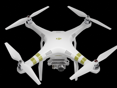 Low poly DJI Phantom 3 Pro black and white edition 3Dモデル
