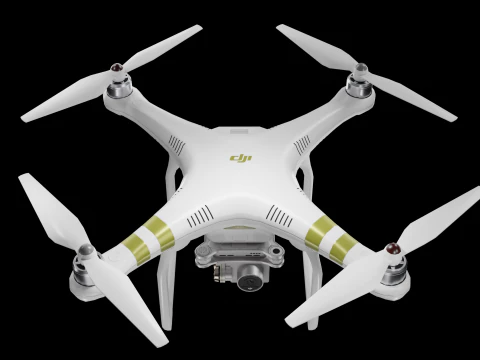 Low poly DJI Phantom 3 Pro black and white edition 3D Model