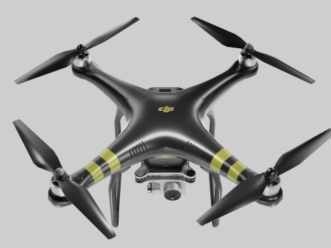 Low poly DJI Phantom 3 Pro black and white edition 3Dモデル