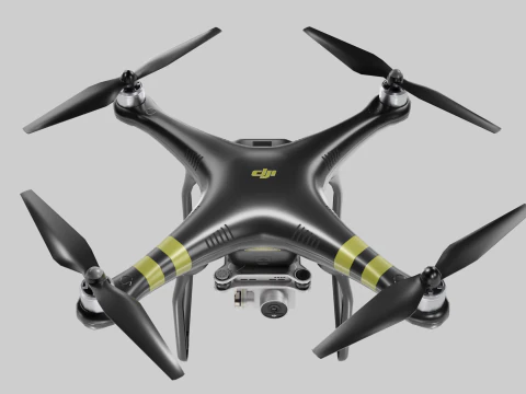 Low poly DJI Phantom 3 Pro black and white edition 3D Model