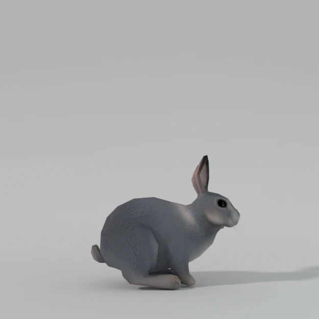 grey rabbit 3D Model .c4d .max .obj .3ds .fbx .stl .blend 