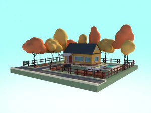 cartoon low poly house 3d illustration 3D Model