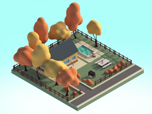 cartoon low poly house 3d illustration 3D 모델