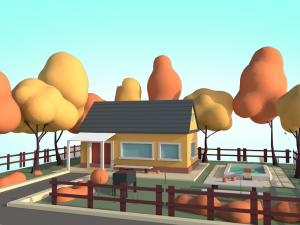 cartoon low poly house 3d illustration 3D मॉडल