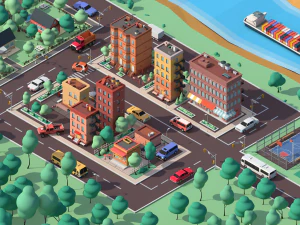 pacchetto città da sogno cartoon low poly Modello 3D