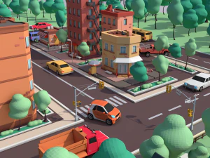 cartoon low poly dream city pack 3D Model