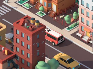 cartoon low poly dream city pack 3D Модель
