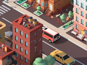 cartoon low poly dream city pack 3D Model