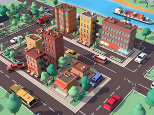 cartoon low poly dream city pack 3D Модель