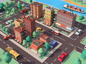 cartoon low poly dream city pack 3D Model